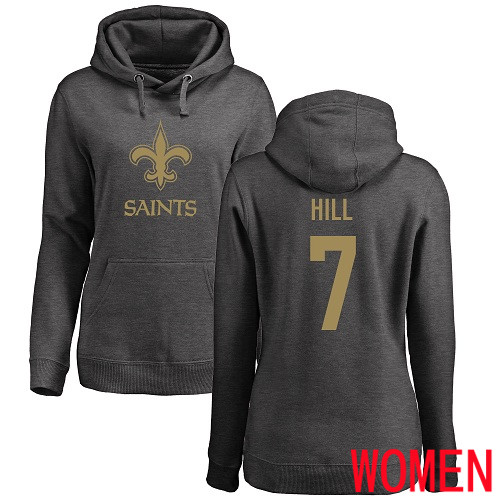 New Orleans Saints Ash Women Taysom Hill One Color NFL Football #7 Pullover Hoodie Sweatshirts